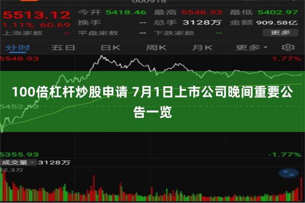 100倍杠杆炒股申请 7月1日上市公司晚间重要公告一览